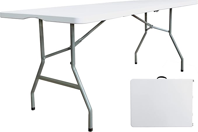 6 Foot Folding Table 6ft Fold in Half Heavy Duty Plastic Foldable Table by JingpiecleFurniture