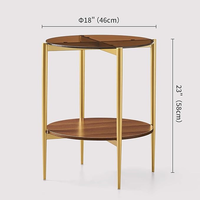 Round Glass End Table, Mid-Century Modern Design Sofa Table - Image 2