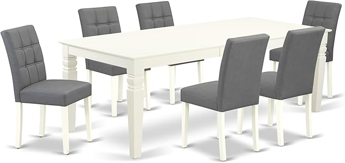 East West Furniture LGAS7-LWH-41 7 Piece Kitchen Table Set Contain A Modern by EastWestFurniture