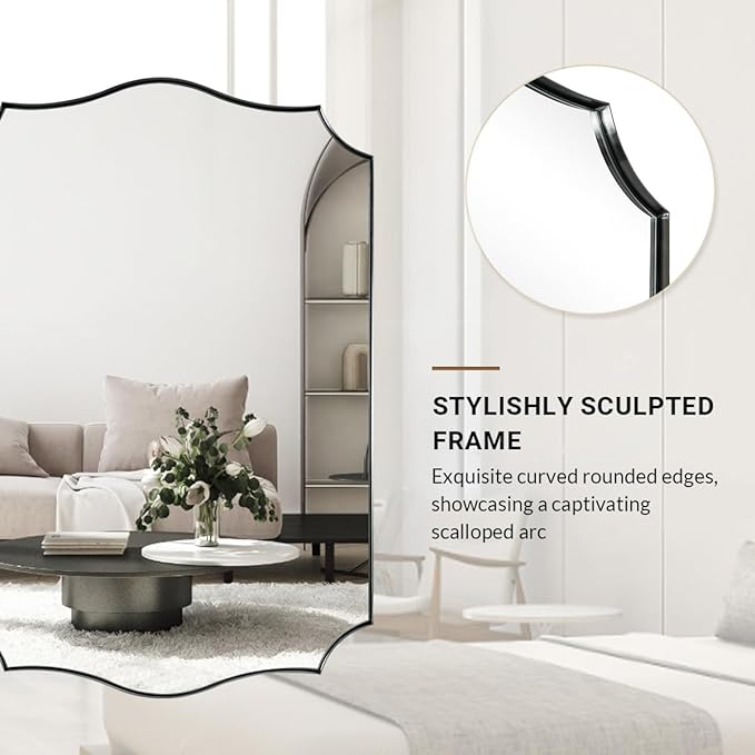 ANDY STAR 24x40 Inch Brushed Nickel Mirror, Unique Rectangle Bathroom Mirror - Image 6