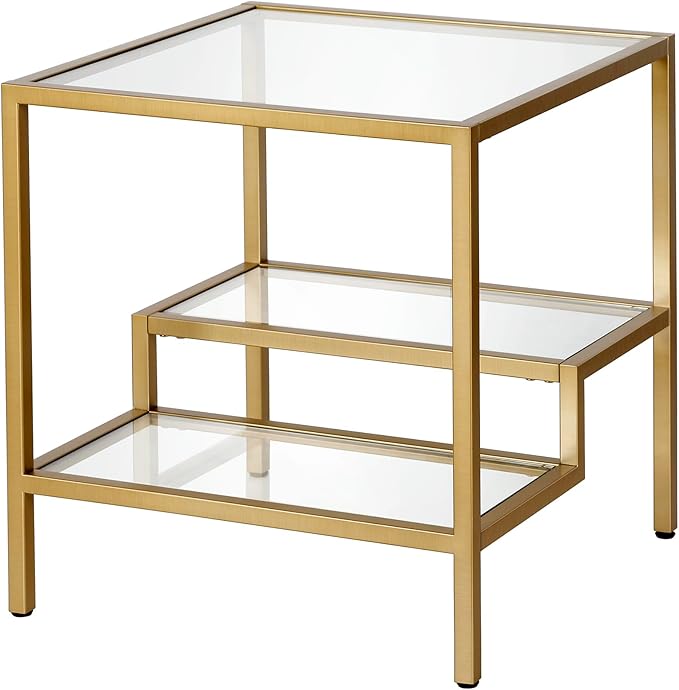 Henn&Hart 20" Wide Square Side Table in Brass, Table - Image 6
