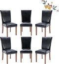 Parsons Dining Chairs Set of 6, Upholstered Nailhead PU Leather Dining Room by COLAMYINC