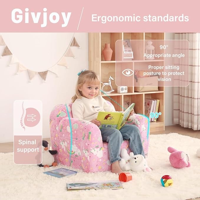 Toddler Chair Plush Kids Couch, Comfy Kids Sofa Toddler Lounger Chair - Image 7