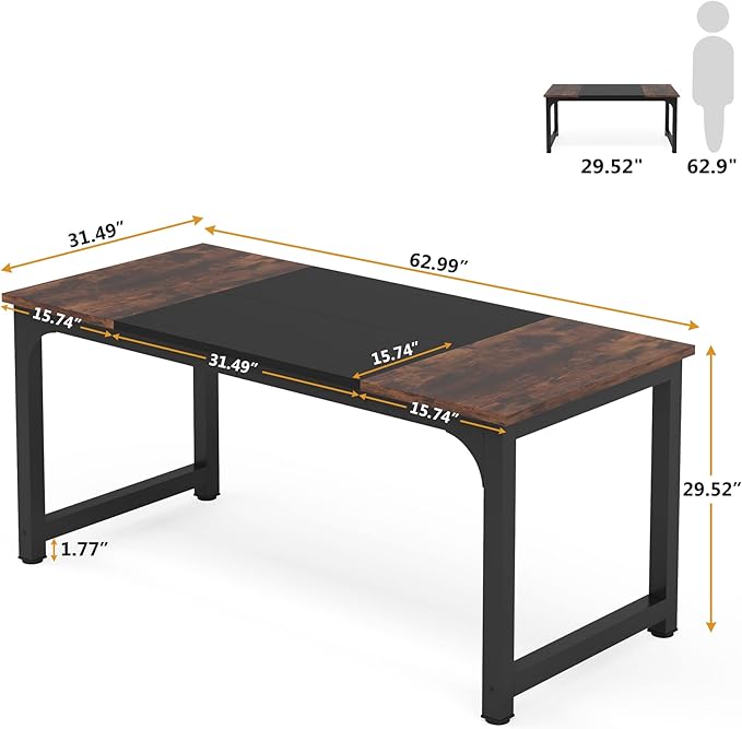 Tribesigns 63” Executive Desk, Large Office Computer Desk - Image 2