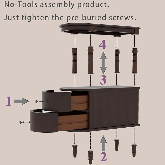 Wood End Table with 2 Drawers and Storage Shelf, Narrow Sofa Side Table - Image 6