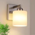 Brushed Nickel Milk Glass Wall Sconces, 1 Pack Hardwired Indoor Wall Light by MecgirnLighting