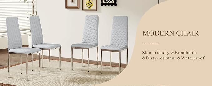 JT Modern Minimalist Dining Chair Fireproof Leather Sprayed Metal Pipe Diamond - Image 8