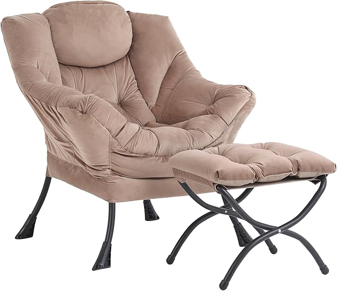 Lazy Chair with Ottoman, Modern Accent Chair Contemporary Lounge Leisure Sofa by SESHINELL
