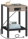 HOOBRO Side Table with Charging Station, End Table with USB Ports and Outlet by HOOBRO