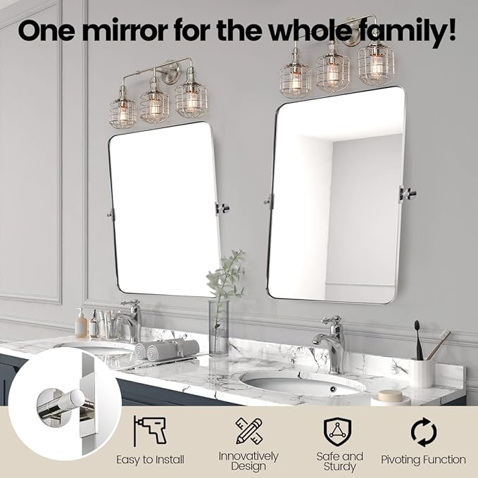 MOON MIRROR Polished Chrome Pivot Mirror - Image 2