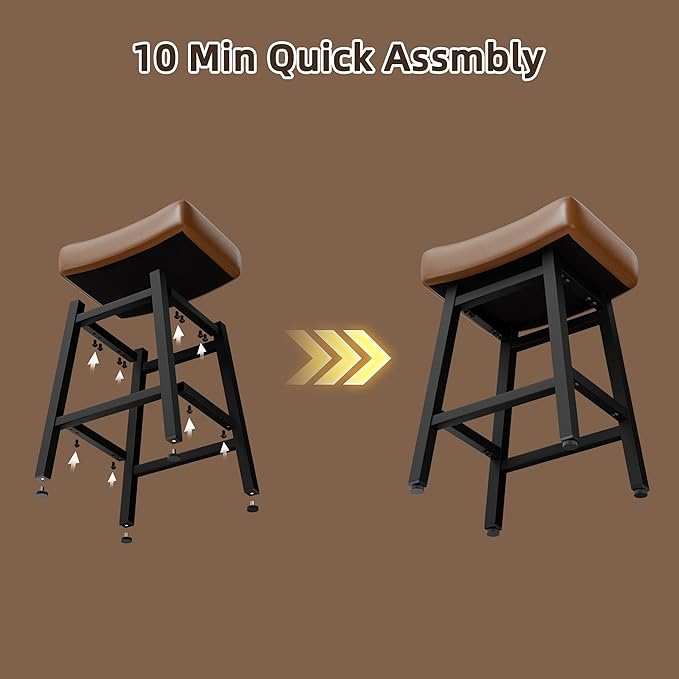 Counter Height Bar Stools Set of 2, 24 Inch Backless BarStools - Image 9