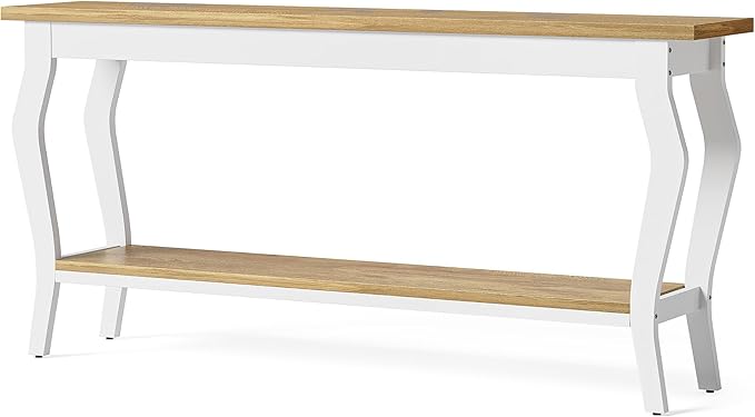 LITTLE TREE 70.9 Inches Long Console Table, 2-Tier Vintage Wooden Sofa Table - Image 9