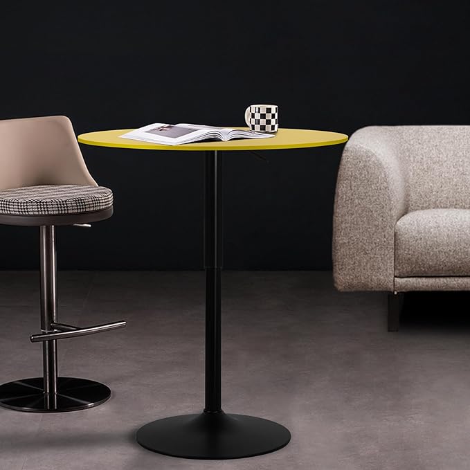 Athena Collection Modern Bar Table Round Top Height Adjustable, Tall Bistro Pub - Image 2