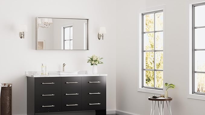 Keonjinn 40 x 24 in Brushed Nickel Bathroom Mirror - Image 2