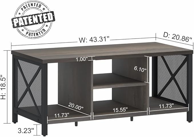 FATORRI Rustic Coffee Table for Living Room, Farmhouse Dark Wood Center Table - Image 2