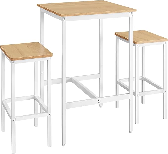 VASAGLE Bar Table and Chairs Set, Square Table by VASAGLEbySONGMICSHOME