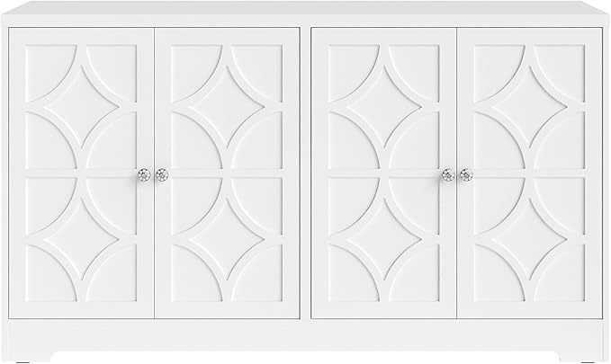 Sideboard Buffet with 4 Doors, Mid-Century Sideboard Cabinet with Adjustable - Image 8