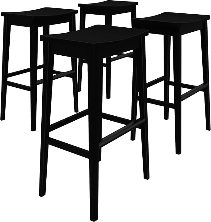 Plank+Beam Smythe Bar Stool, Sturdy Wood Modern Kitchen Bar Height Stool - Image 4