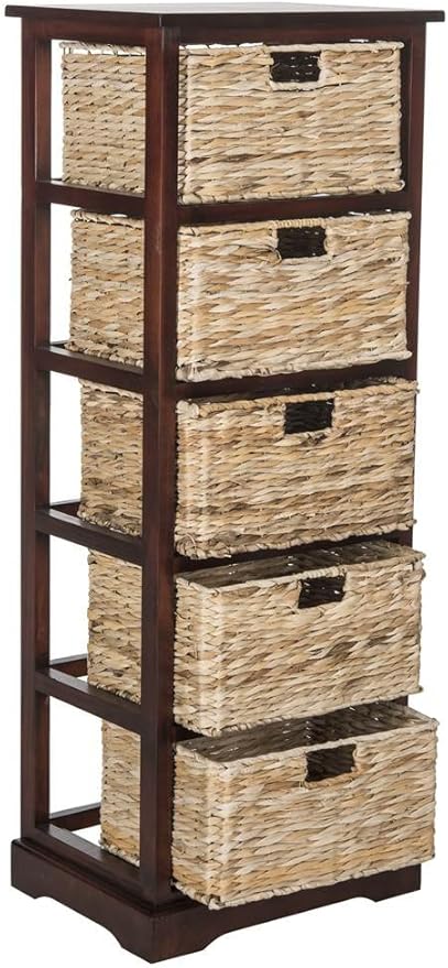 SAFAVIEH Home Collection Vedette Cherry 5-Drawer Wicker Basket Storage Tower by SAFAVIEH