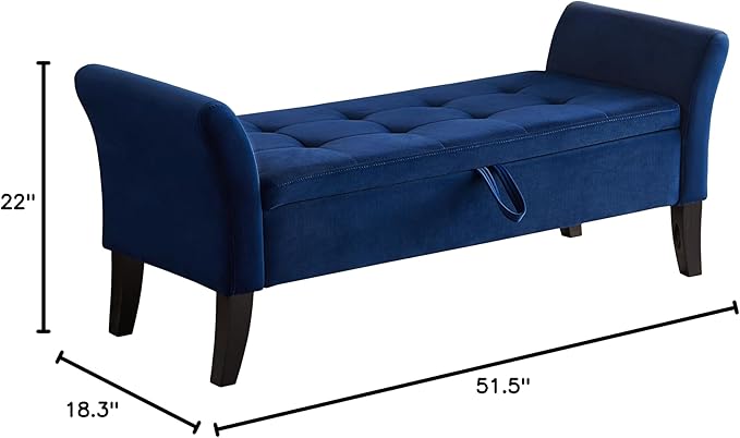 Furniliving Storage Ottoman Bench, Velvet Benches End of Bed Bench - Image 2