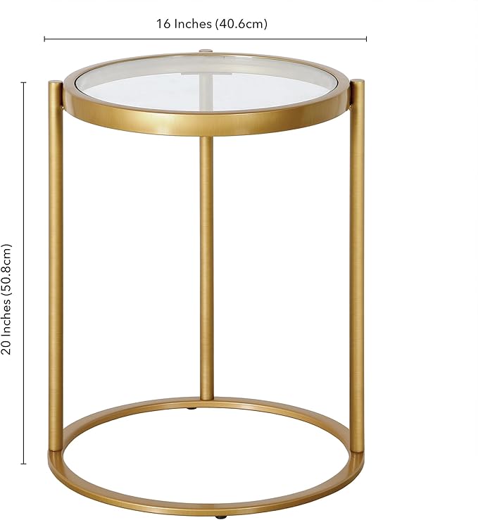 Duxbury 16'' Wide Round Side Table in Brass - Image 3