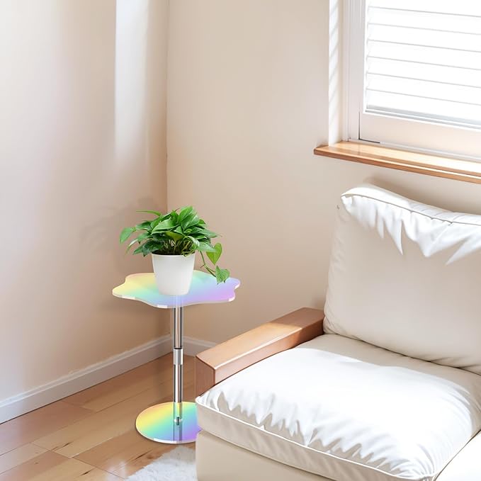 Rainbow Clear Side Table Small Acrylic End Tables 13.8 * 11.6 H: 21.3 Inch - Image 5