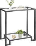 2 Tier Rectangular Side Table, Modern Metal Clear Coffee Tables，Small Accent by GIFTTROVE