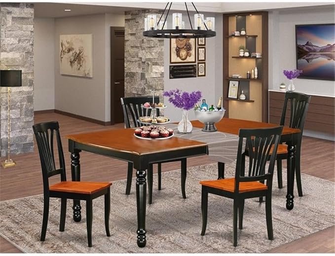 East West Furniture DOAV5-BCH-W 5 Piece Kitchen Table Set - Image 2
