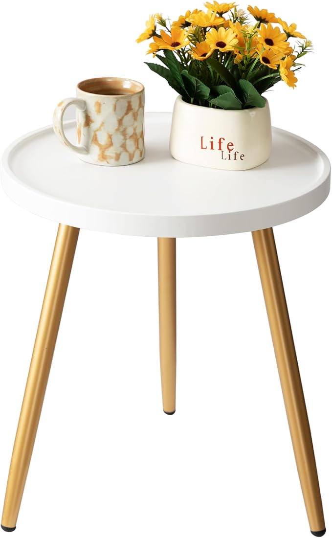 danpinera Round Side Table, Metal Legged Accent Table by danpinera