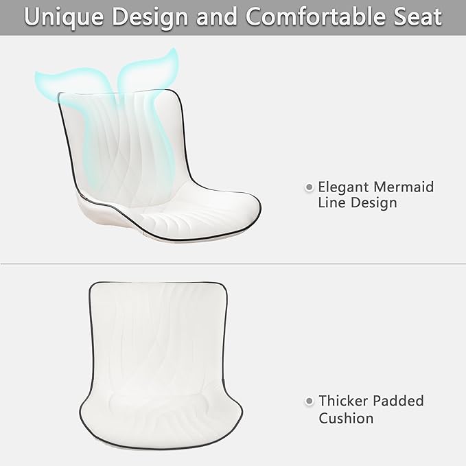 Kidol & Shellder White Dining Chairs Set of 2, Faux Leather Upholstered Mid - Image 5
