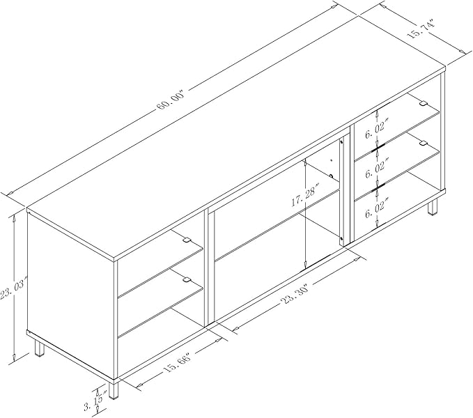 Manhattan Comfort Brighton 60" TV 7 Shelves, Tempered Glass Dividers and Media - Image 10
