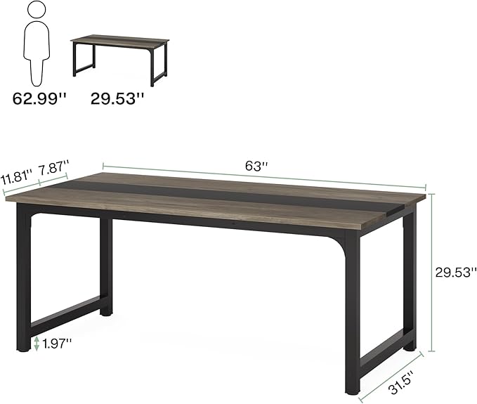 Tribesigns Modern Computer Desk, 63 x 31.5 inch Large Office Desk Computer - Image 3