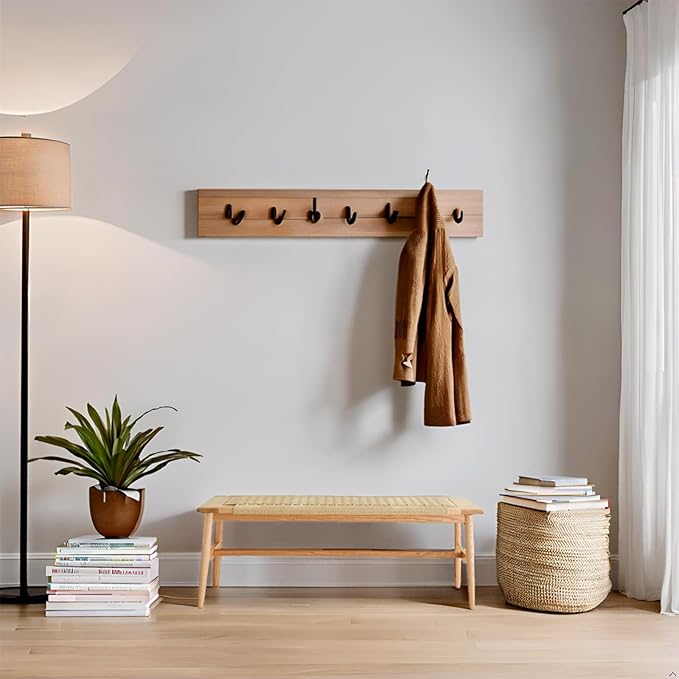 OOKSEN Entryway Bench, Solid Wood Dining Bench, 31.5" Wooden End of Bed Benches - Image 10
