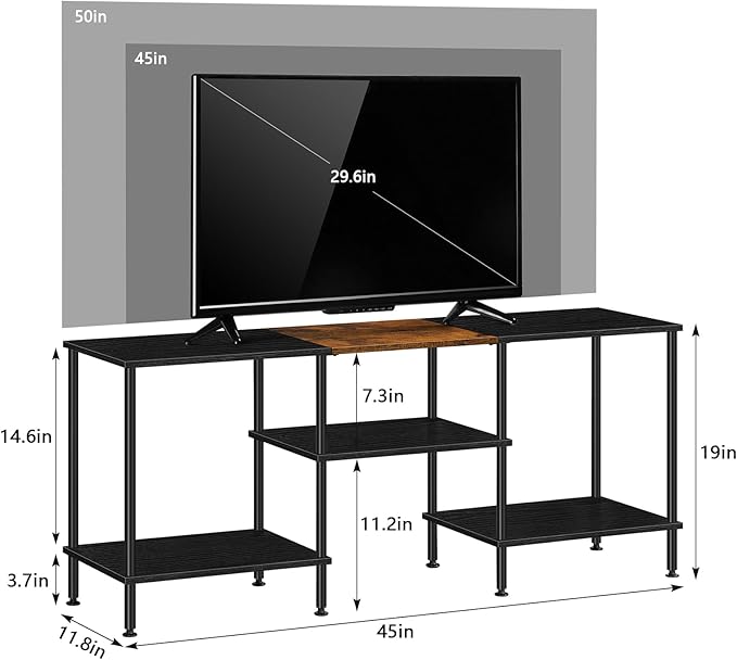 50 Inch TV Stands for Living Room Black Entertainment Center - Image 2