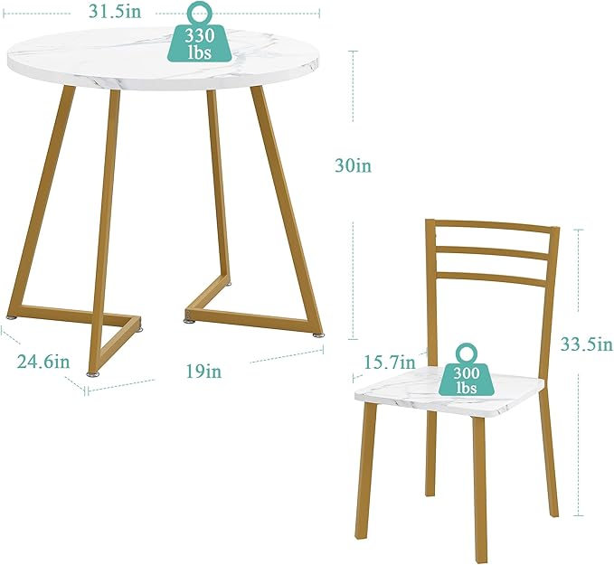 VECELO Small Round Dining Table Set - Image 7