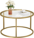 SAYGOER Small Glass Coffee Table Round Gold Coffee Table by Saygoer