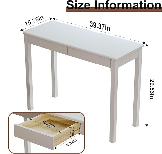 Solid Wood Desk with Drawers - Image 3