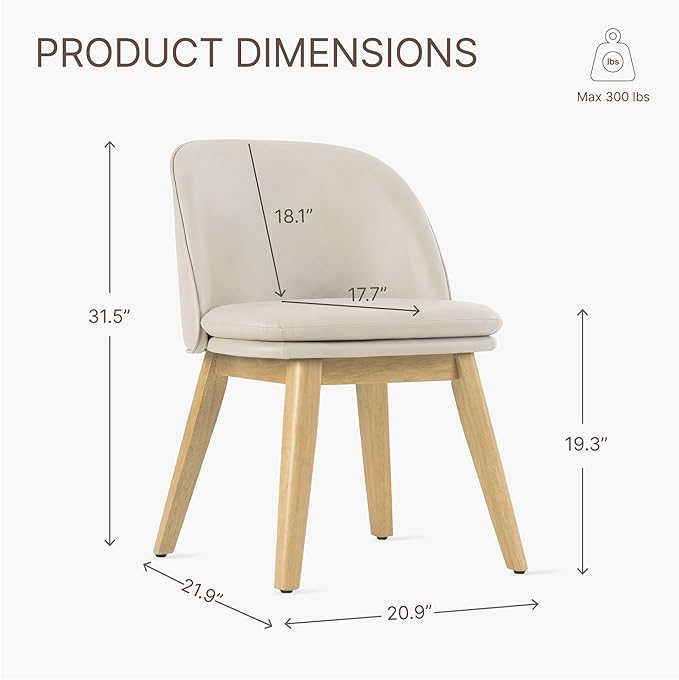 Wooden Dining Chairs Set of 2, Faux Leather Upholstered Modern Dining Room - Image 2