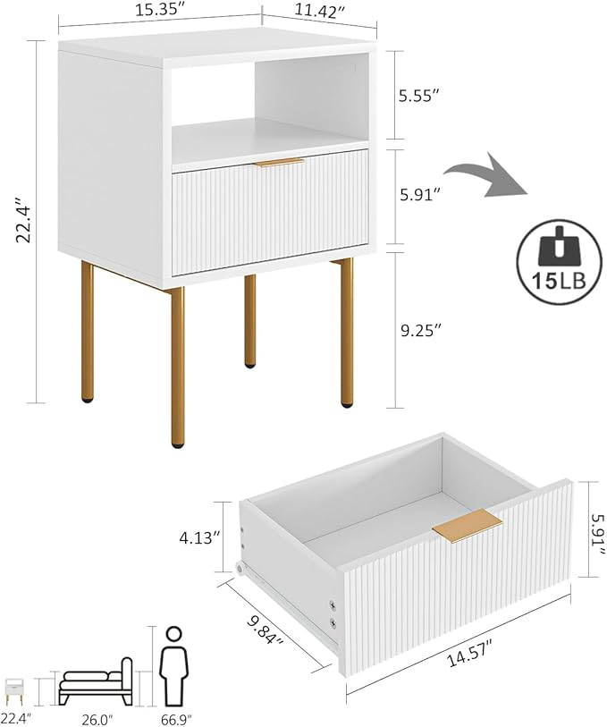Masupu Nightstand, Mid-Century Modern Bedside Table - Image 2