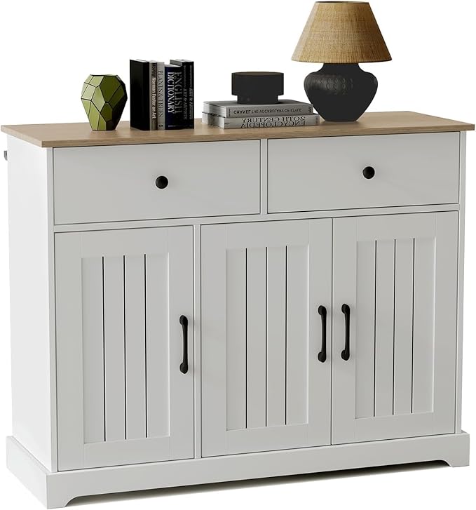 Farmhouse Large Buffet Sideboard Storage Cabinet 42 Inch by Unknown