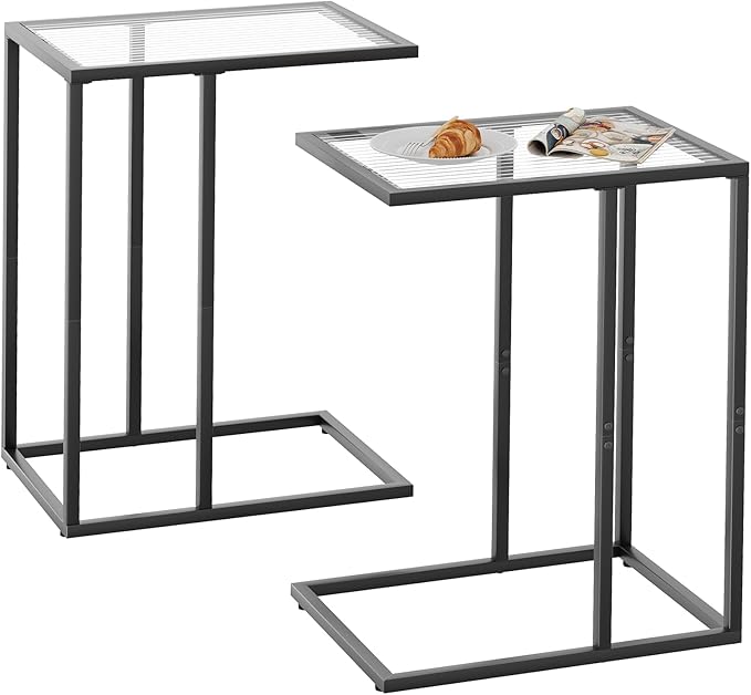 C Shaped End Table Set of 2, Couch Side Tables by Easy+Paws