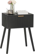 Black Nightstand, Small End Tables Living Room, Accent Bedside Table by AWASEN