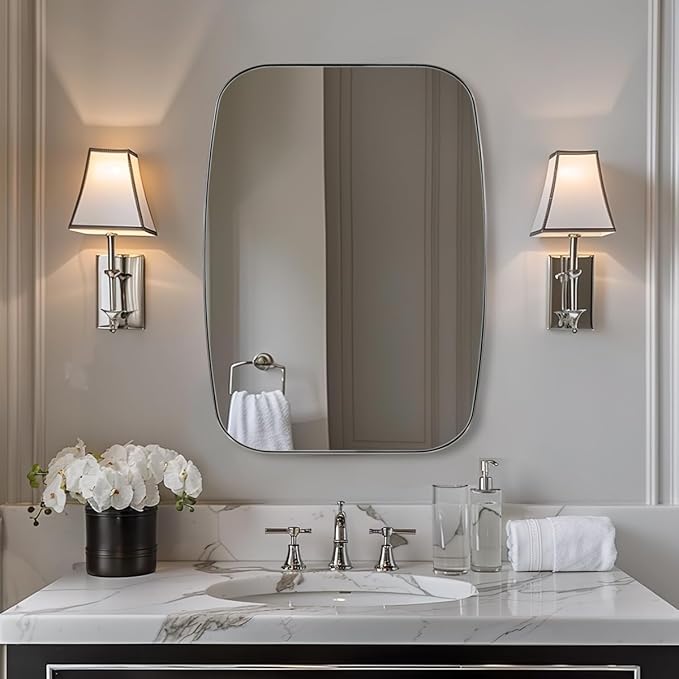 ANDY STAR Oval Mirror for Bathroom, 20x30 Polished Chrome Oblong Bathroom by ANDYSTAR