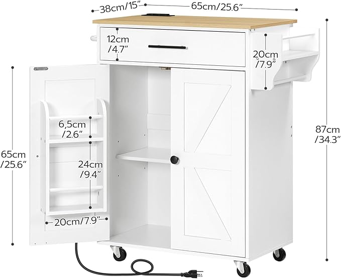 HOOBRO Kitchen Island with Power Outlet, Kitchen Storage Island with Large - Image 3