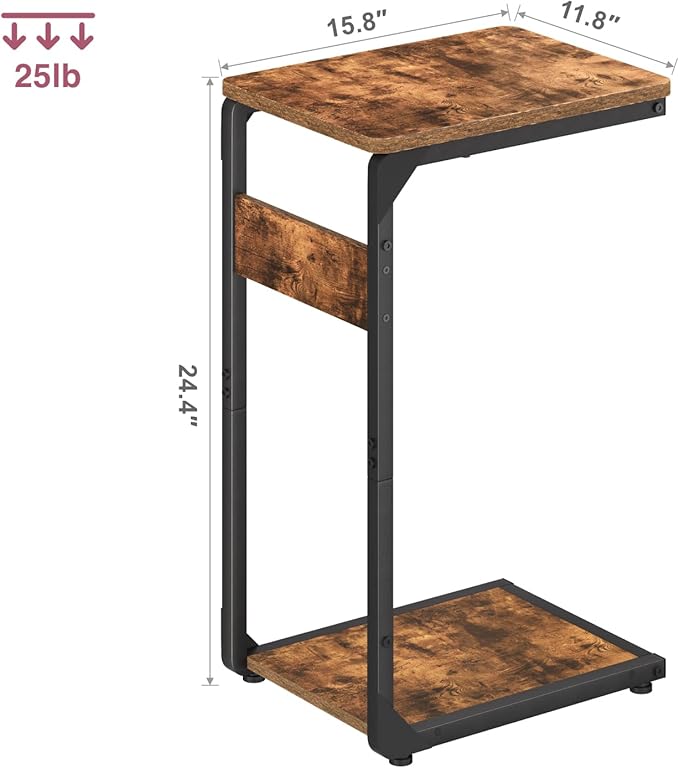 Narrow C-Shaped End Table, Small Side Table - Image 3