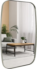 ANDY STAR Brushed Nickel Oblong Mirror, 32x40 Inch Brushed Nickel Oval Mirror by ANDYSTAR