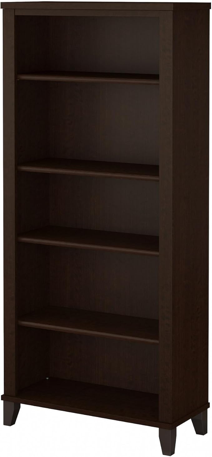 Bush Furniture Somerset 5 Shelf Bookcase in Mocha Cherry, Tall Bookshelf by BushHome