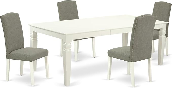 East West Furniture LGEN5-LWH-06 5 Piece Dining Set Includes a Rectangle Dining by EastWestFurniture
