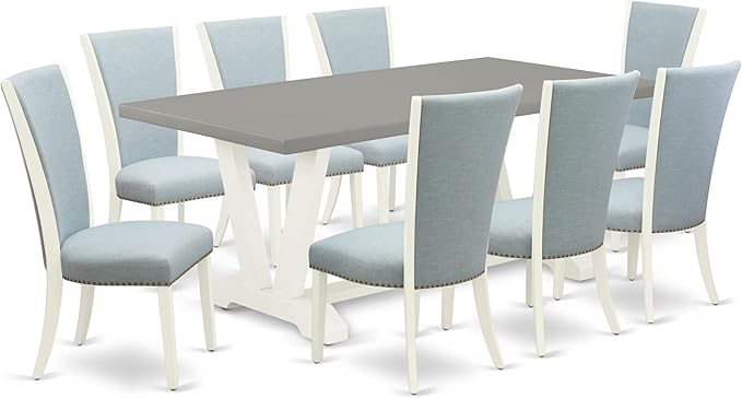 East West Furniture V097VE215-9 9 Piece Dining Set Includes a Rectangle Dining by EastWestFurniture