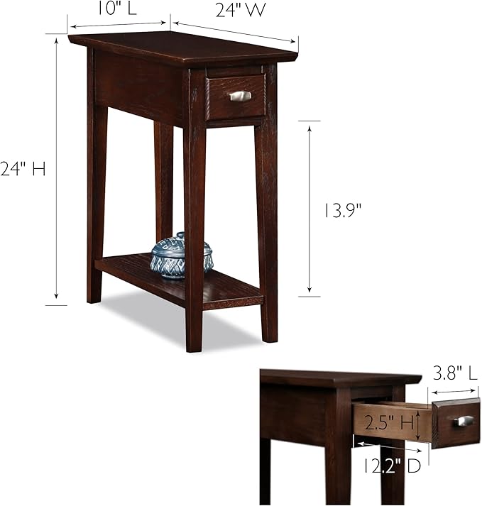 Leick Home 15 in Wide End Table, Solid Wood Construction, One Drawer, One Lower - Image 3